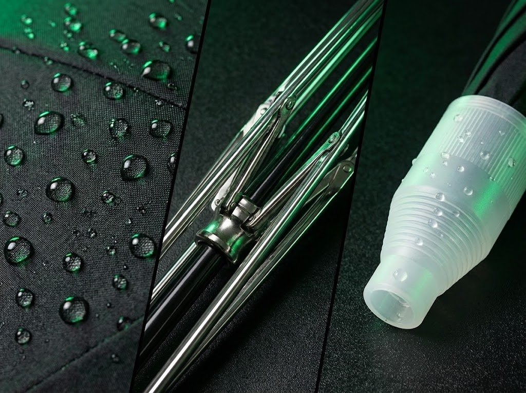 Close-up dos materiais premium do ZeroGotas