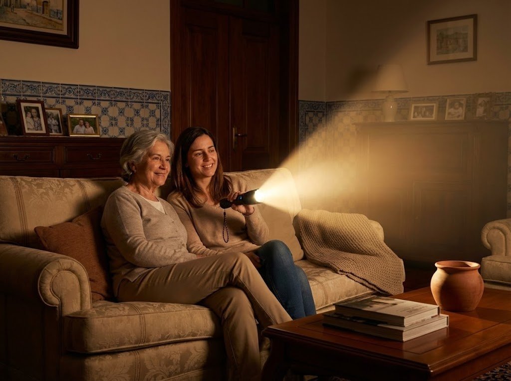 Familia protegida durante corte de energia