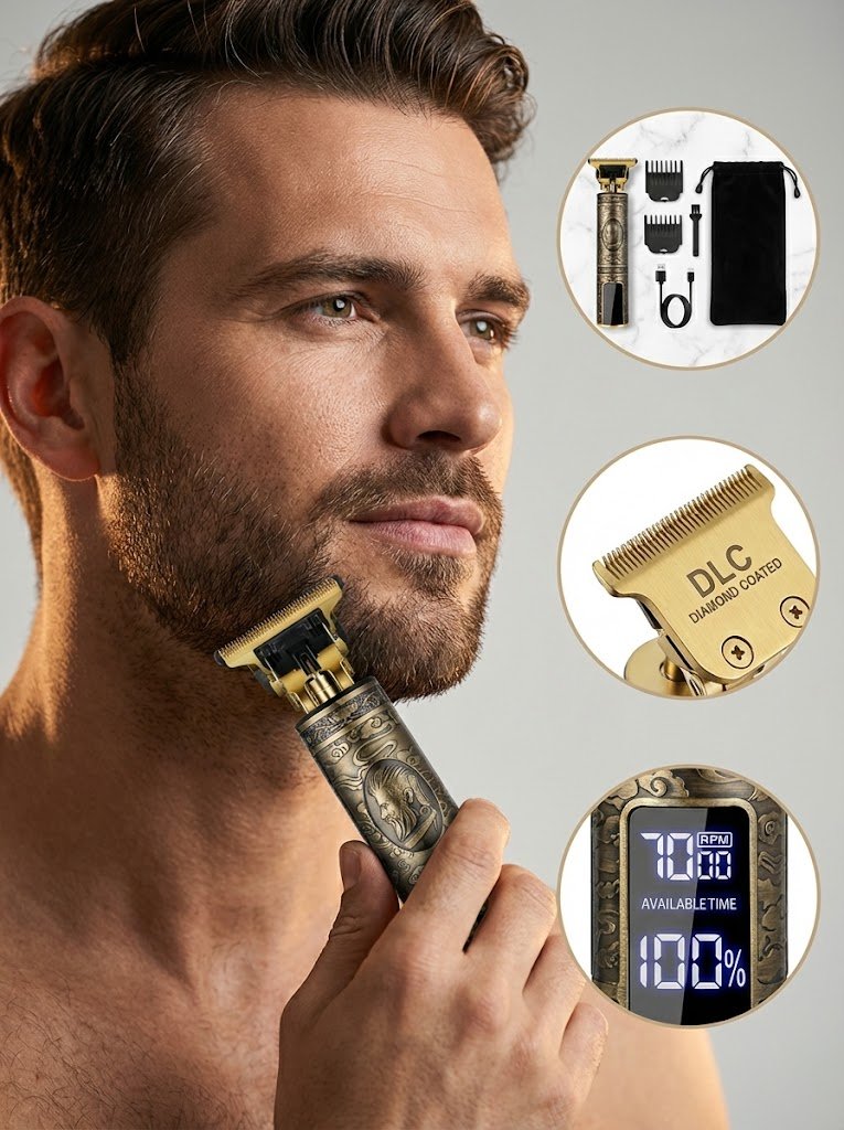 BudaShaver Pro - Máquina de barbear profissional com lâmina DLC 360