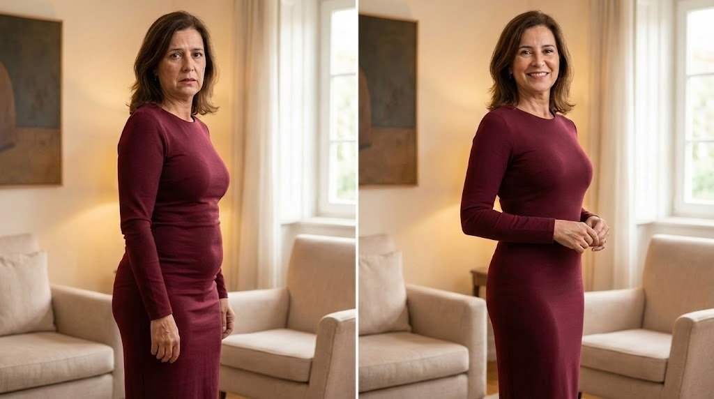 Antes e depois com SlimWaist Pro