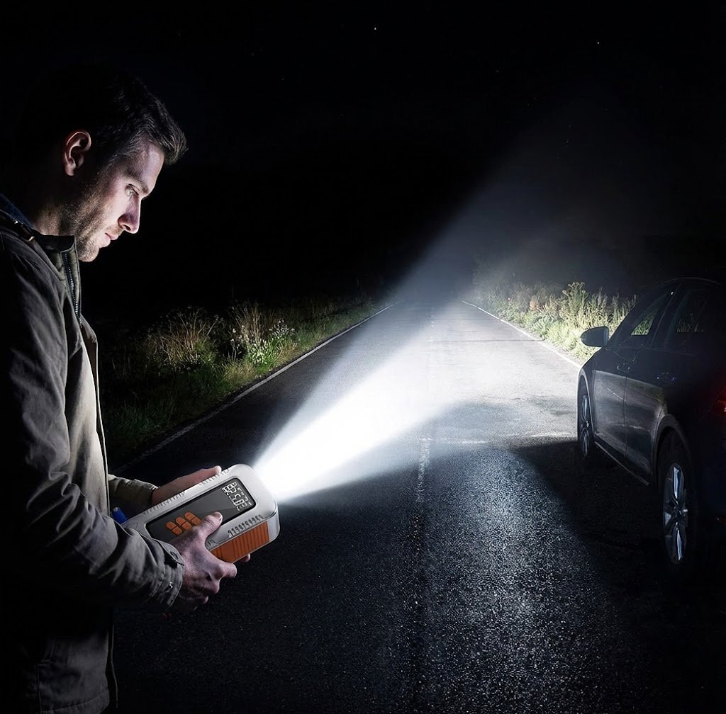 Linterna LED: iluminando zona oscura de noche