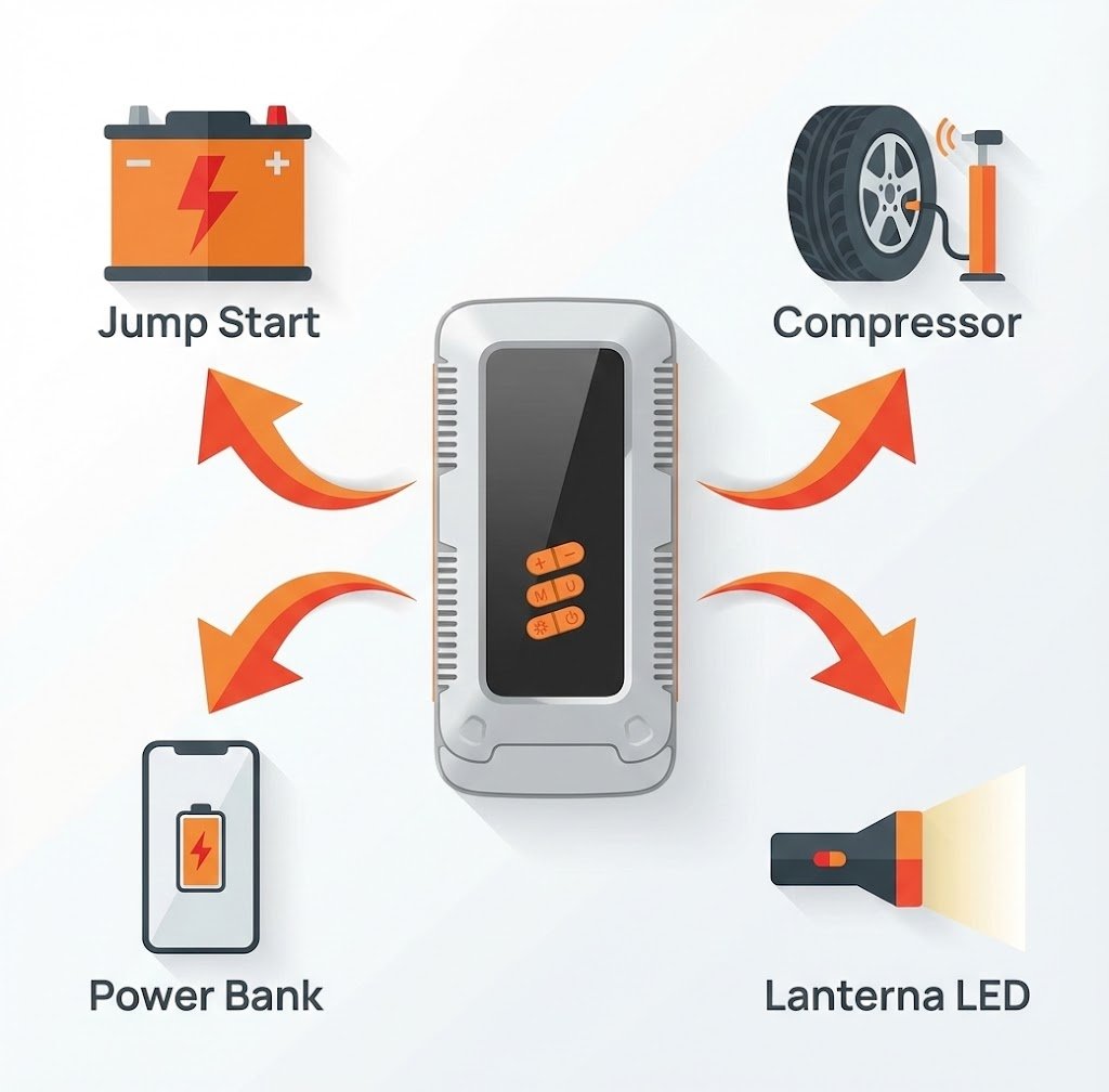 Car Jumpstarter a arrancar um carro com cabos na bateria