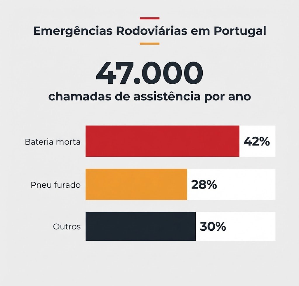 Infografico com estatisticas de emergencias rodoviarias em Portugal