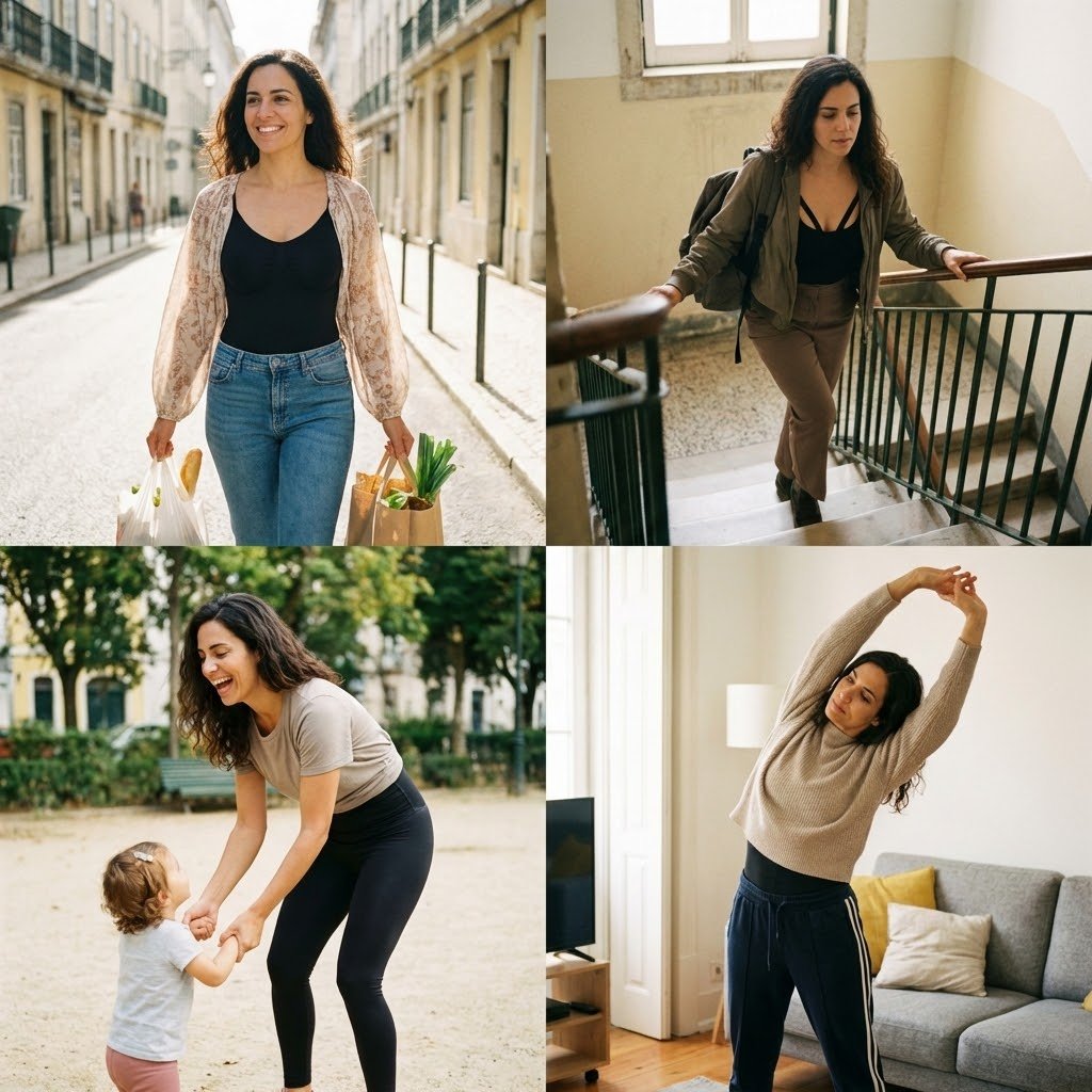 Mulher em atividades do dia a dia com o SlimShape™ por baixo da roupa