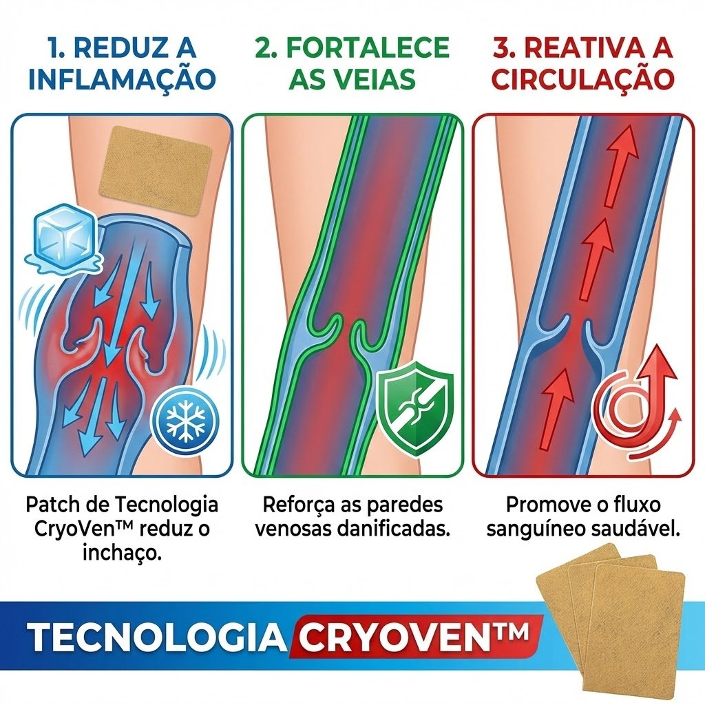 VenoVital CryoVen - Infográfico das 3 fases de ação