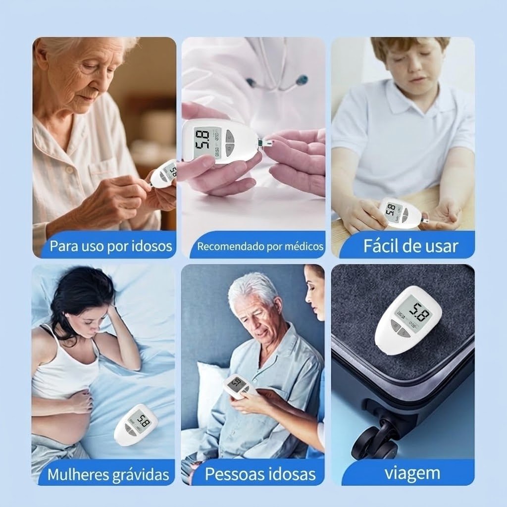 Pessoa a usar o GlucoCheck Pro no dia a dia