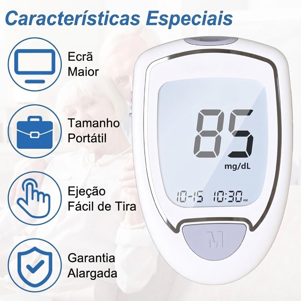 Pessoa a usar o GlucoCheck Pro no dia a dia em casa