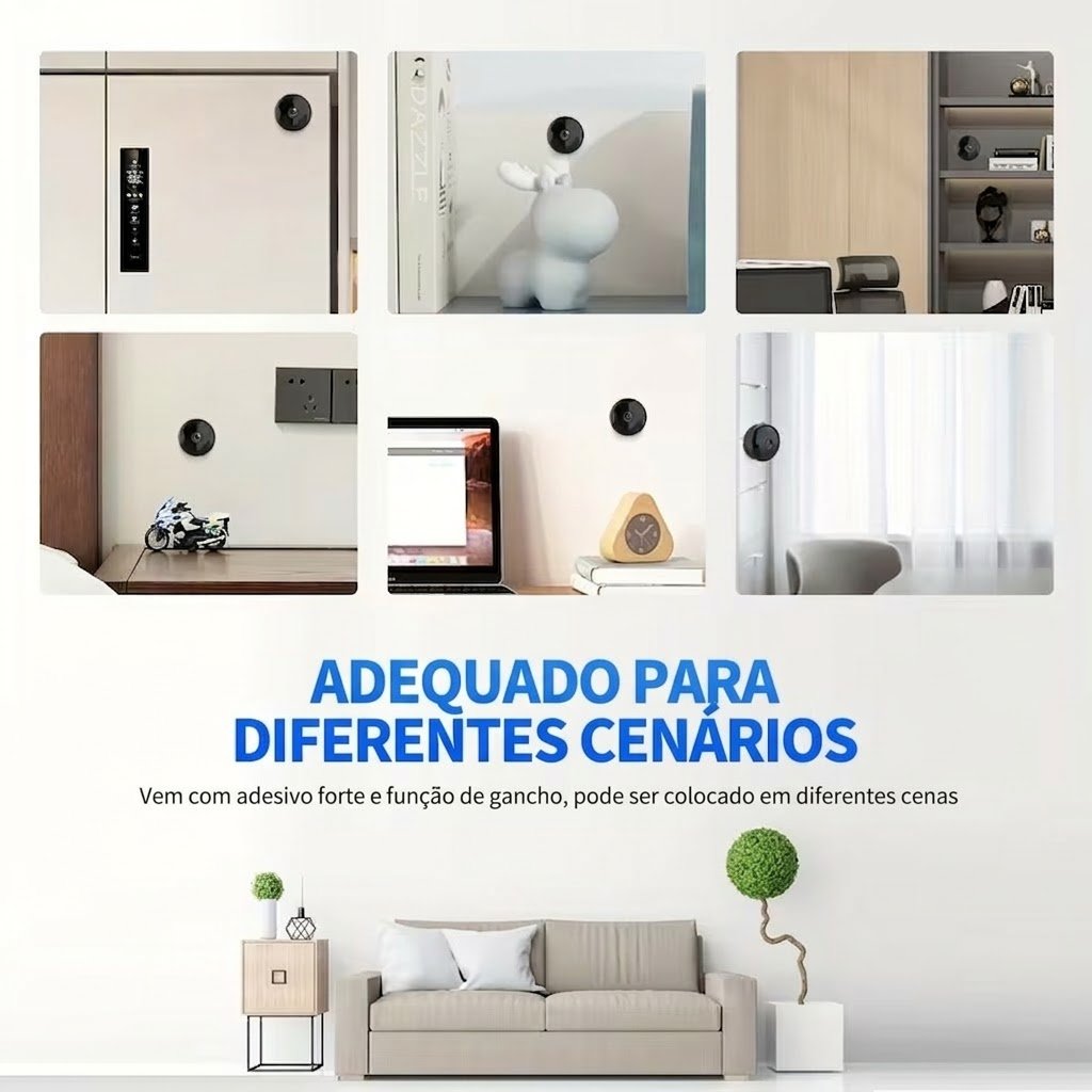 Mini câmera escondida discretamente entre objetos