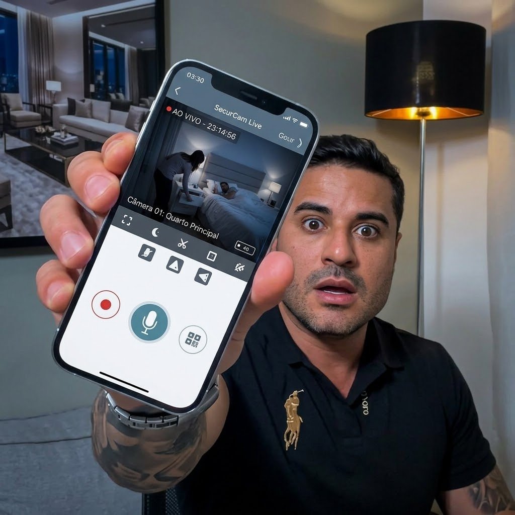 Feed ao vivo da mini câmera no ecrã do telemóvel