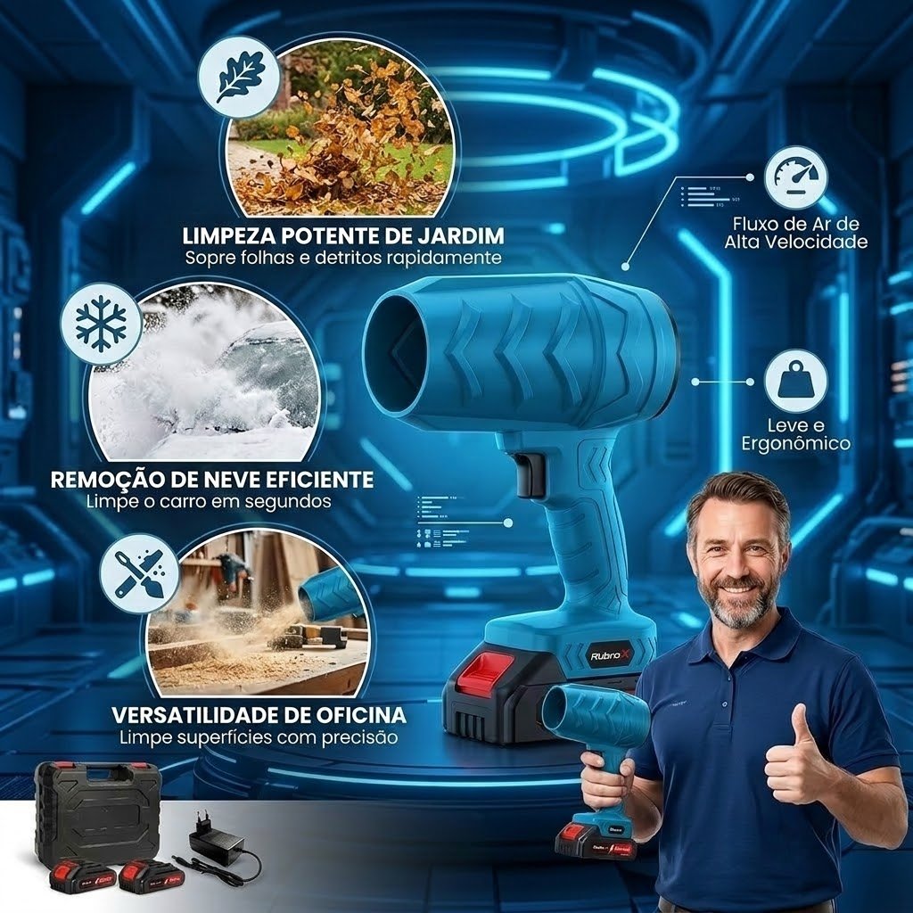 TurboJet Pro - Soprador Sem Fios a limpar folhas no jardim