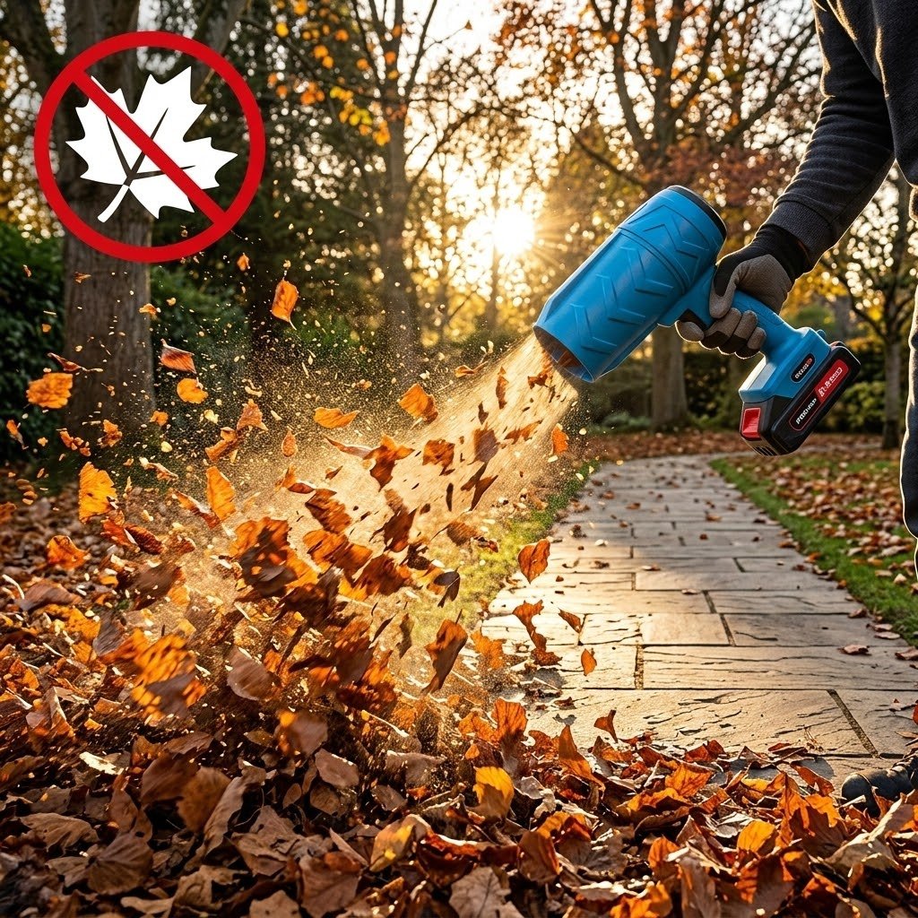 TurboJet Pro a limpar folhas no jardim