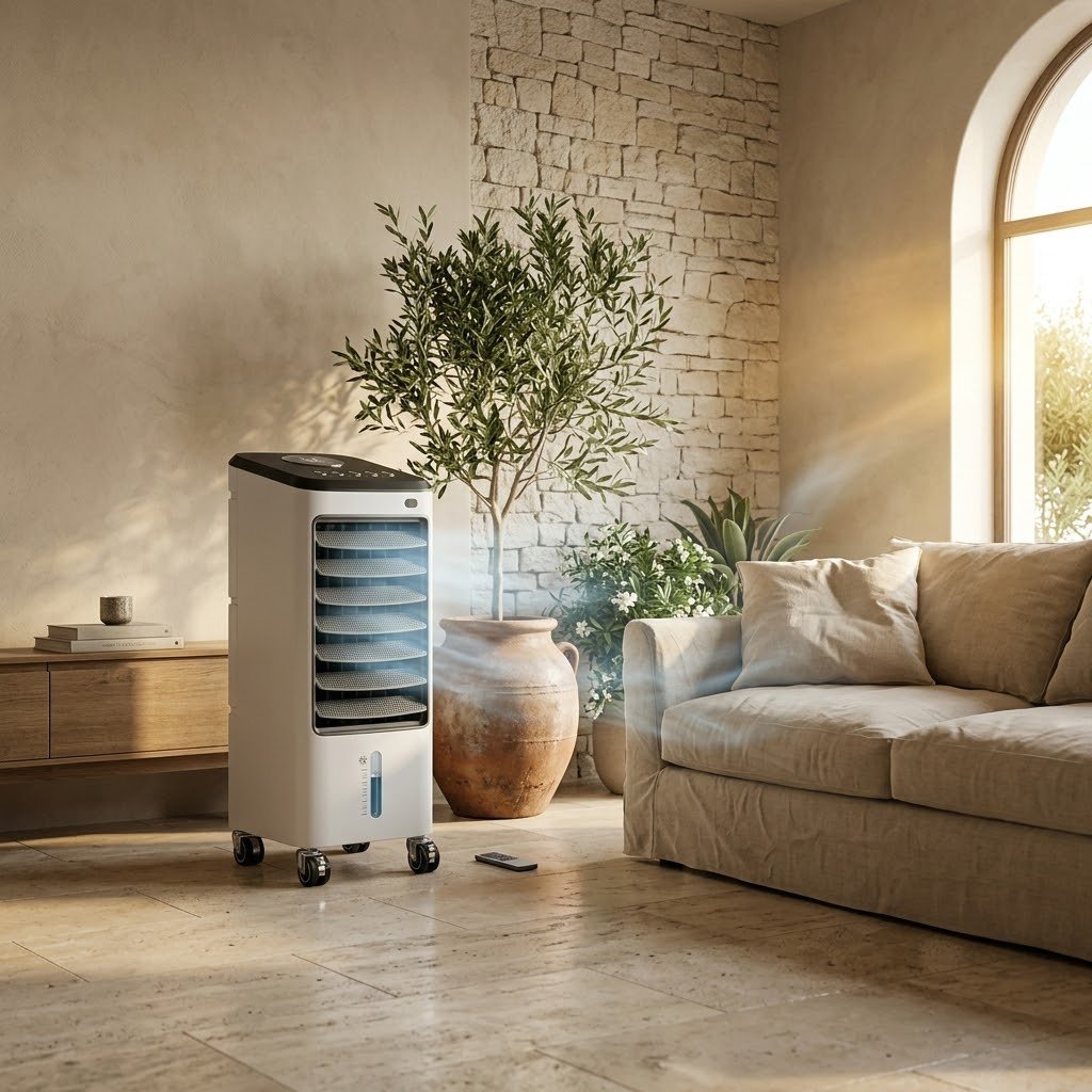 AirCooler Max en el dormitorio — sueño fresco y tranquilo