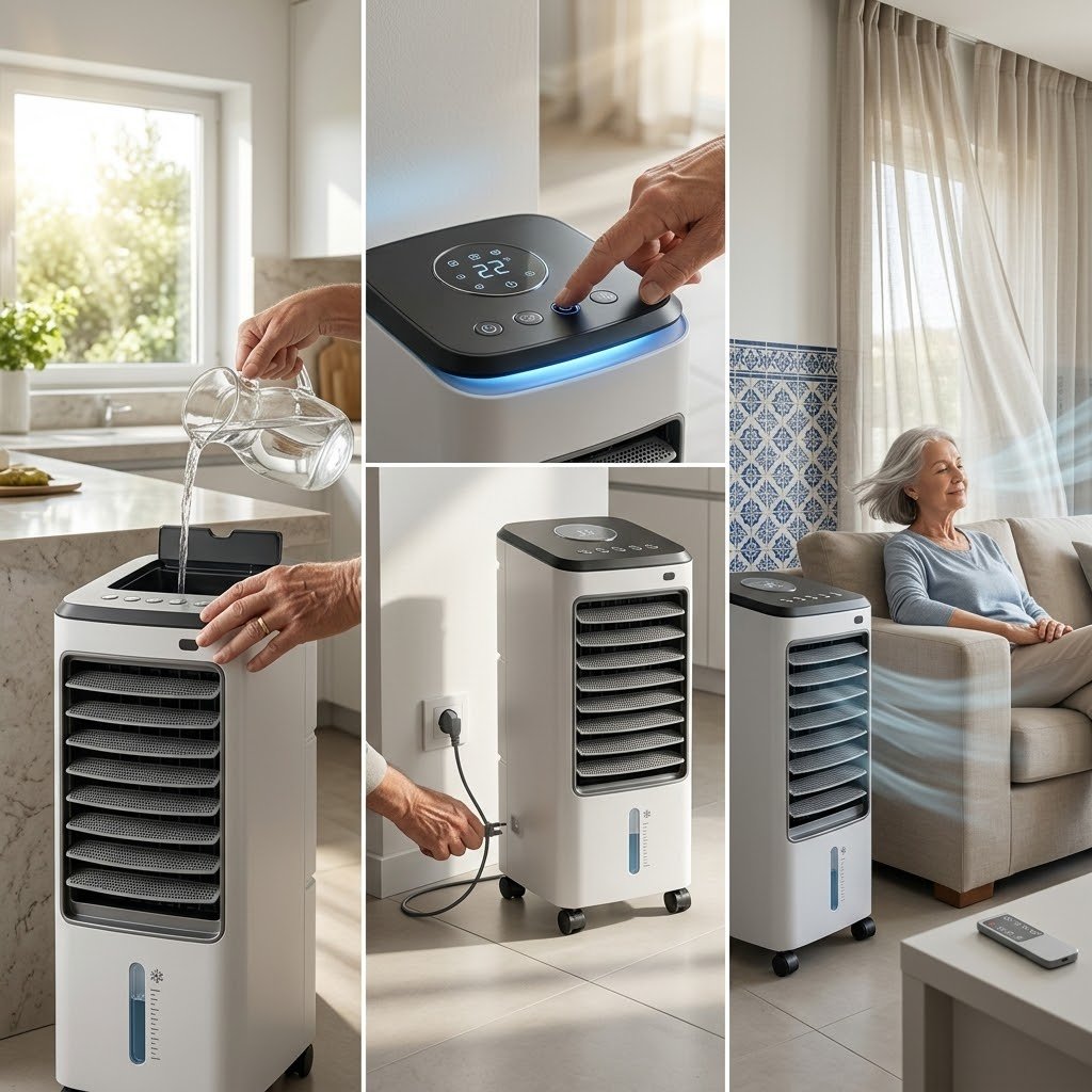 Funcionamiento del AirCooler Max — sistema evaporativo