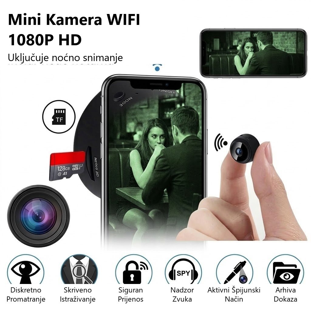 Mini HD 1080p kamera — kompaktna, magnetska i diskretna