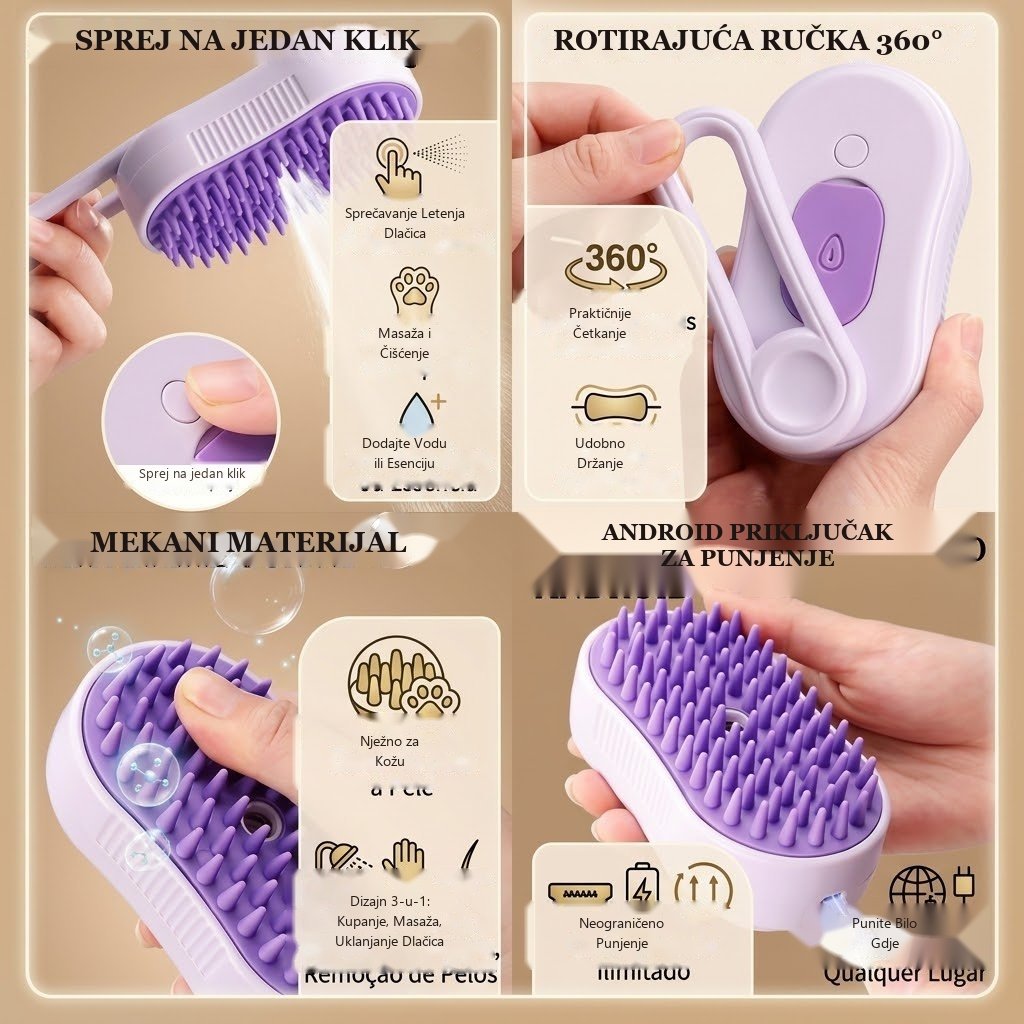 Detalj čekinja zakrivljenih pod kutom od 140 stupnjeva na Steam Jet Brush četki