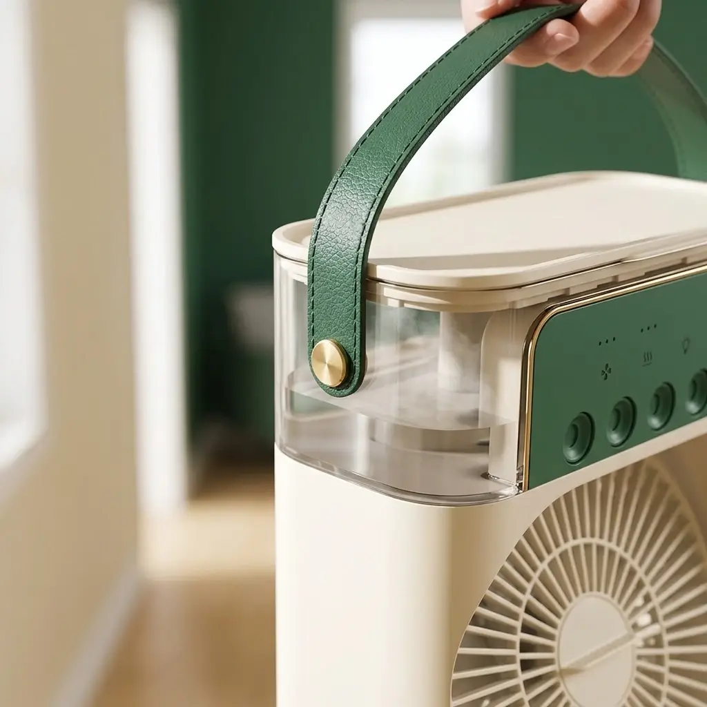 Asa de transporte estilo cuero del Mini Air Cooler