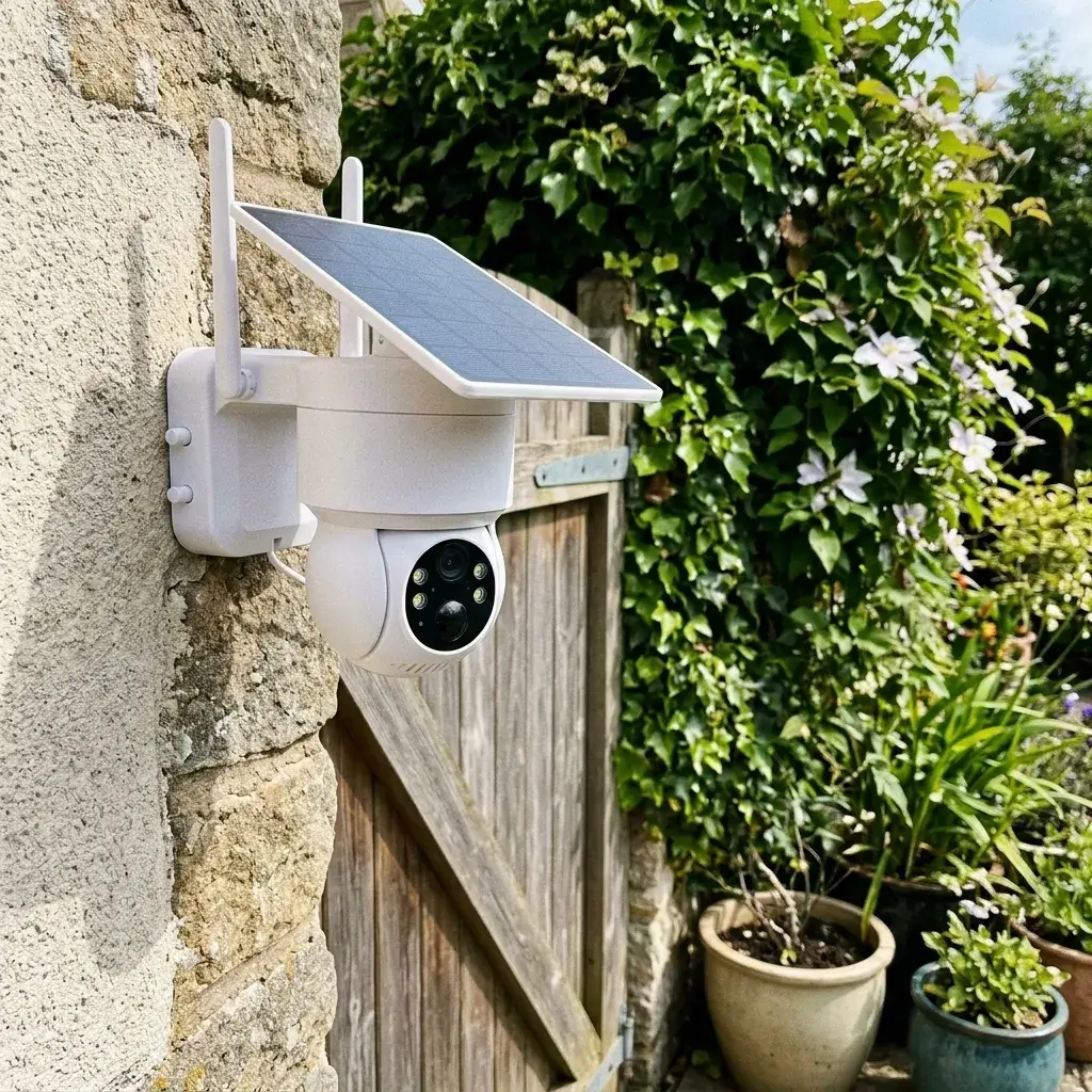Schermata dell'app con feed live della videocamera solare Wi-Fi