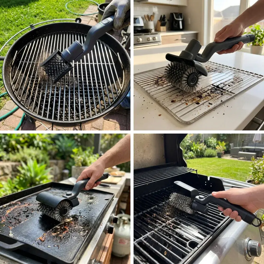 La spazzola elettrica che pulisce griglia a carbone, griglia del forno, piastra e barbecue a gas