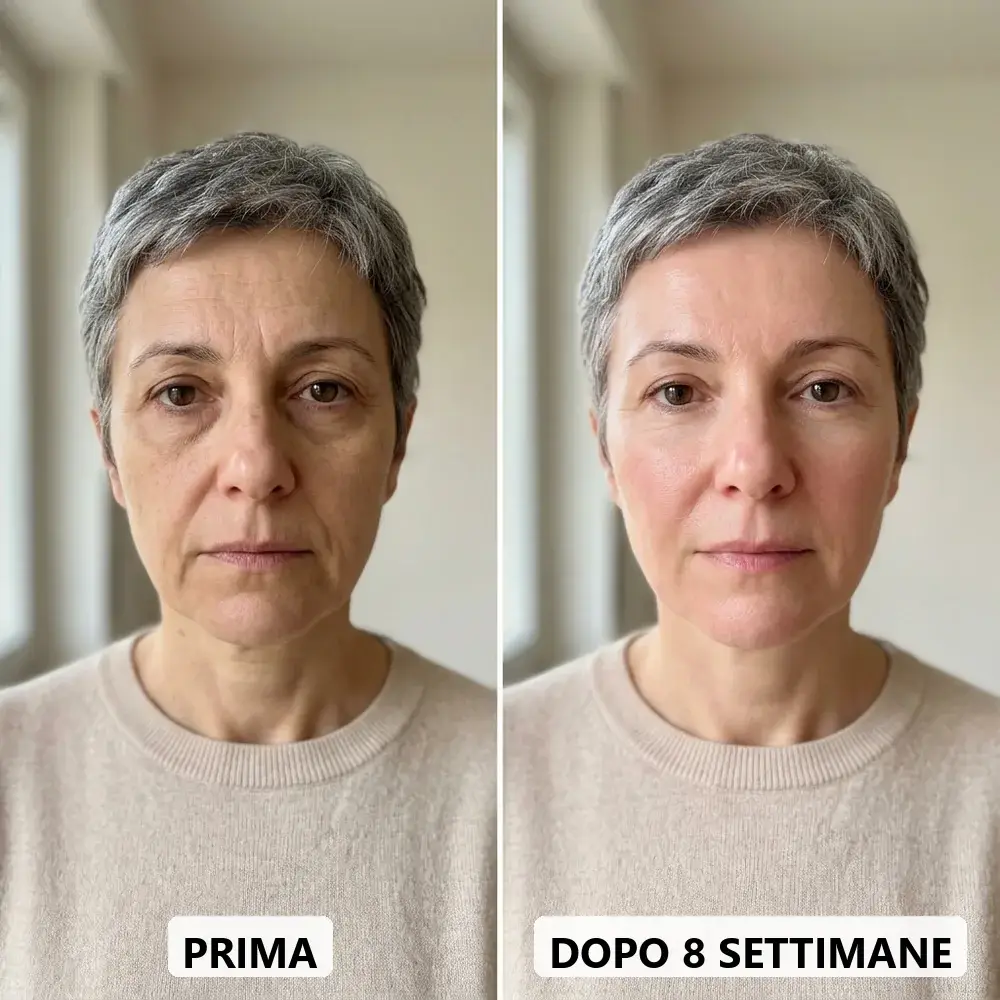 Prima e dopo: rughe sottili attenuate e pelle più luminosa